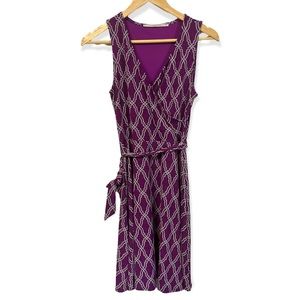 41 Hawthorn "Kassidy" scroll  faux wrap fit and flare sleeveless dress w/ belt